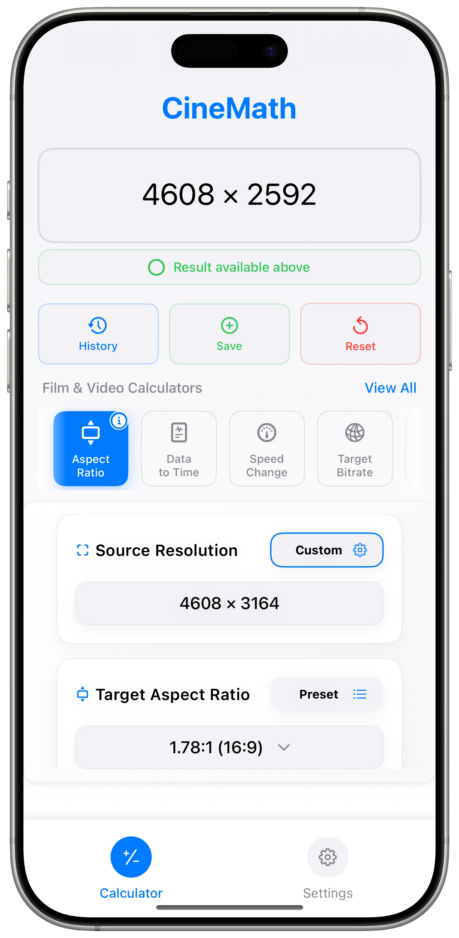 CineMath App Interface - Light Mode